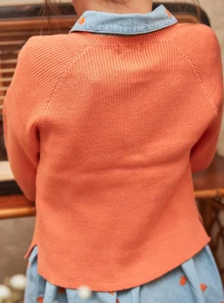 Sergent Major Pull, Gilet & Cardigan-Cardigan orange en tricot