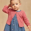 Sergent Major Pull, Gilet & Cardigan-Cardigan rose passion en tricot ajour&eacute;