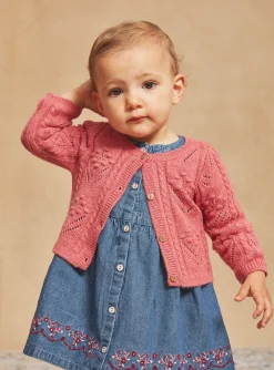 Sergent Major Pull, Gilet & Cardigan-Cardigan rose passion en tricot ajouré