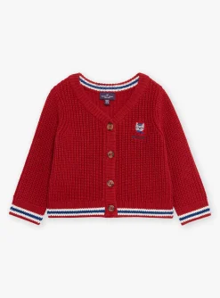 Sergent Major Pull, Gilet & Cardigan-Cardigan rouge en tricot