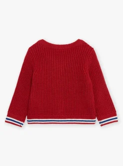 Sergent Major Pull, Gilet & Cardigan-Cardigan rouge en tricot