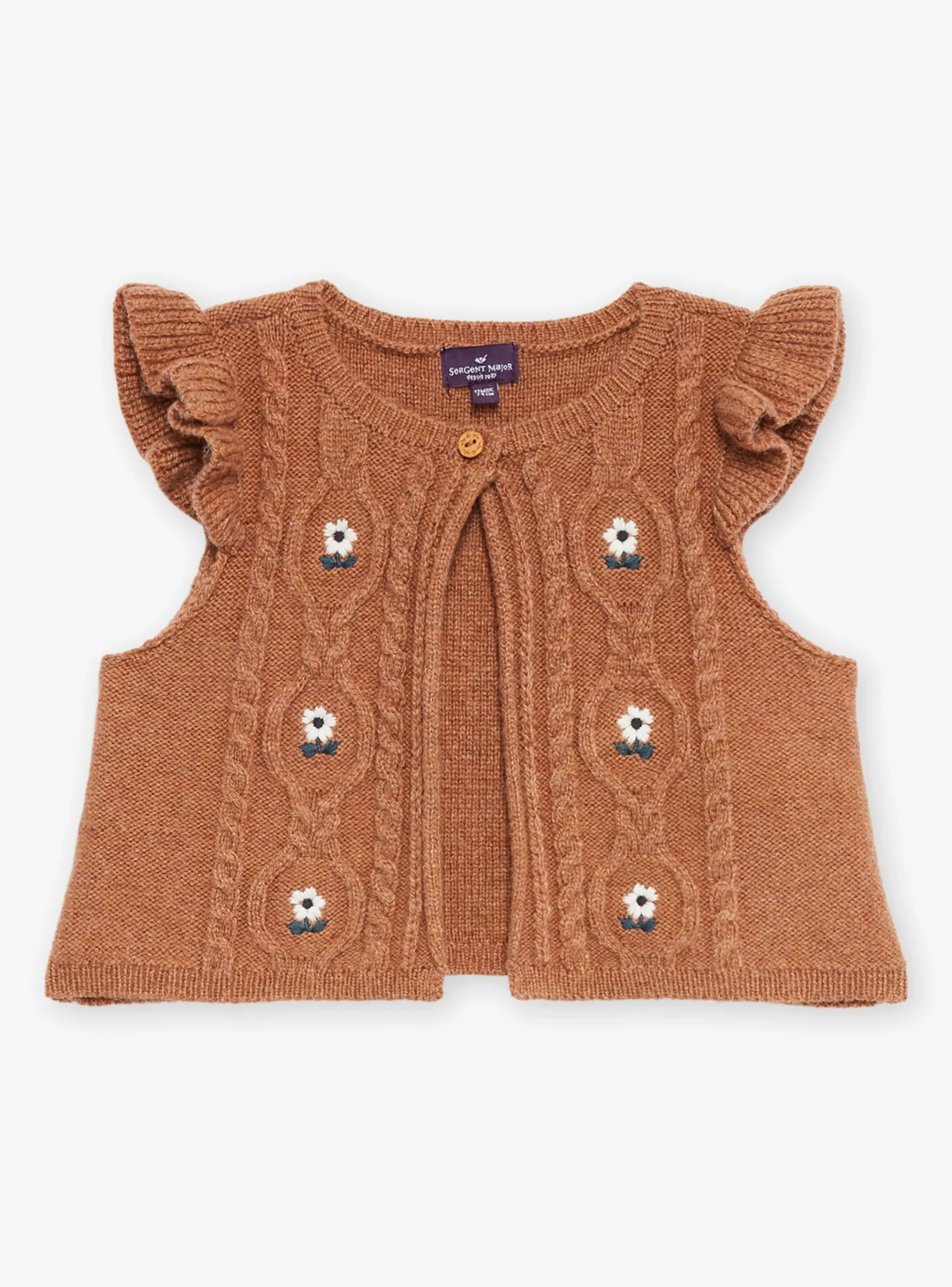 Sergent Major Pull, Gilet & Cardigan-Cardigan sans manches Marron chiné