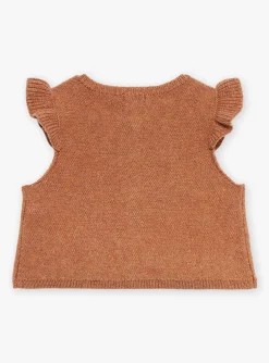 Sergent Major Pull, Gilet & Cardigan-Cardigan sans manches Marron chiné