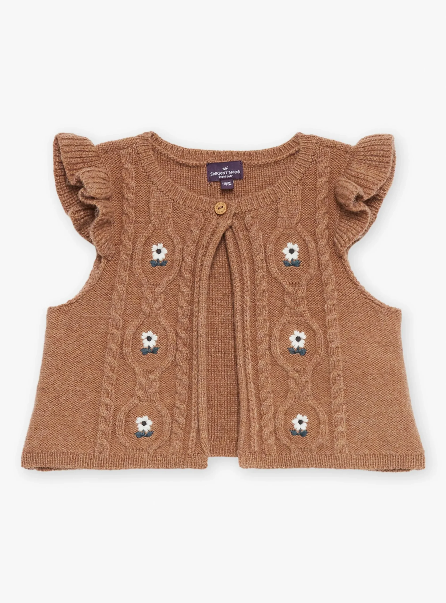 Sergent Major Pull, Gilet & Cardigan-Cardigan sans manches Marron chiné