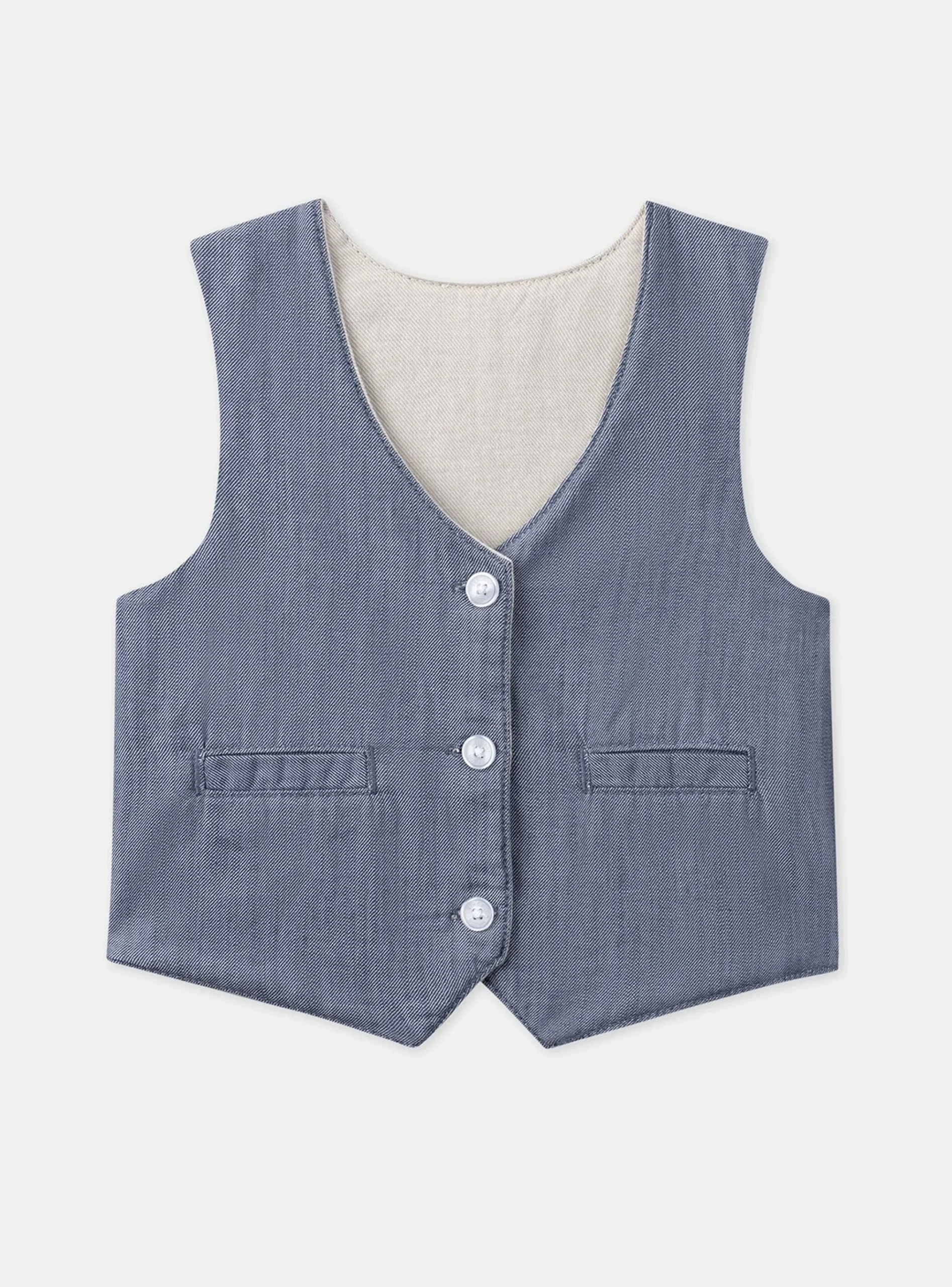 Sergent Major Pull, Gilet & Cardigan-Cardigan sans manches réversible