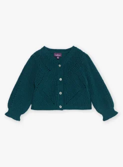 Sergent Major Pull, Gilet & Cardigan-Cardigan vert &eacute;meraude en tricot fantaisie