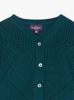 Sergent Major Pull, Gilet & Cardigan-Cardigan vert &eacute;meraude en tricot fantaisie