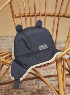 Sergent Major Bonnet, Echarpe & Gant-Chapka bleu nuit en canvas
