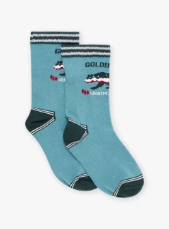 Sergent Major Sous-vêtement & Chaussettes-Chaussettes bleues à jacquard ours