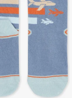 Sergent Major Sous-vêtement & Chaussettes-Chaussettes bleues &agrave; imprim&eacute; avions