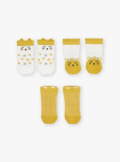 Sergent Major Chaussettes & Collant-3 chaussettes écrues et moutarde