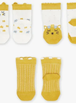 Sergent Major Chaussettes & Collant-3 chaussettes &eacute;crues et moutarde
