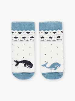 Sergent Major Chaussettes & Collant-Chaussettes &eacute;crues &agrave; jacquard orque, pois et coeurs