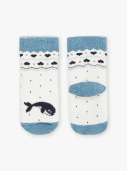Sergent Major Chaussettes & Collant-Chaussettes &eacute;crues &agrave; jacquard orque, pois et coeurs