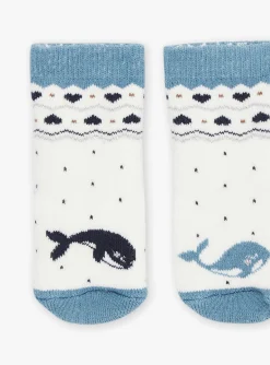 Sergent Major Chaussettes & Collant-Chaussettes &eacute;crues &agrave; jacquard orque, pois et coeurs