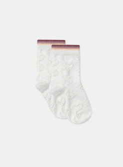 Sergent Major Sous-vêtement, Chaussette & Collant-Chaussettes &eacute;crues jacquard fleur uni
