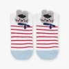 Sergent Major Chaussettes-Chaussettes &eacute;crues, rouges et bleues en jacquard ray&eacute;