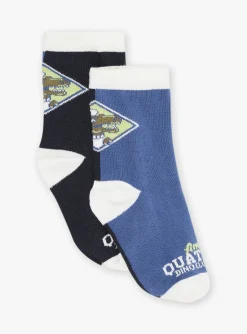 Sergent Major Sous-vêtement & Chaussettes-Chaussettes noires et bleu ardoise en jersey