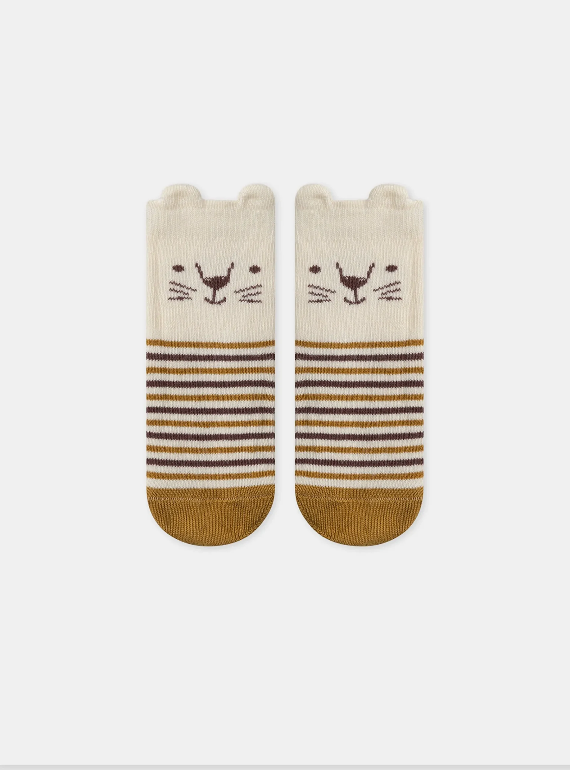 Sergent Major Chaussettes-Chaussettes rayées avec visage de lion