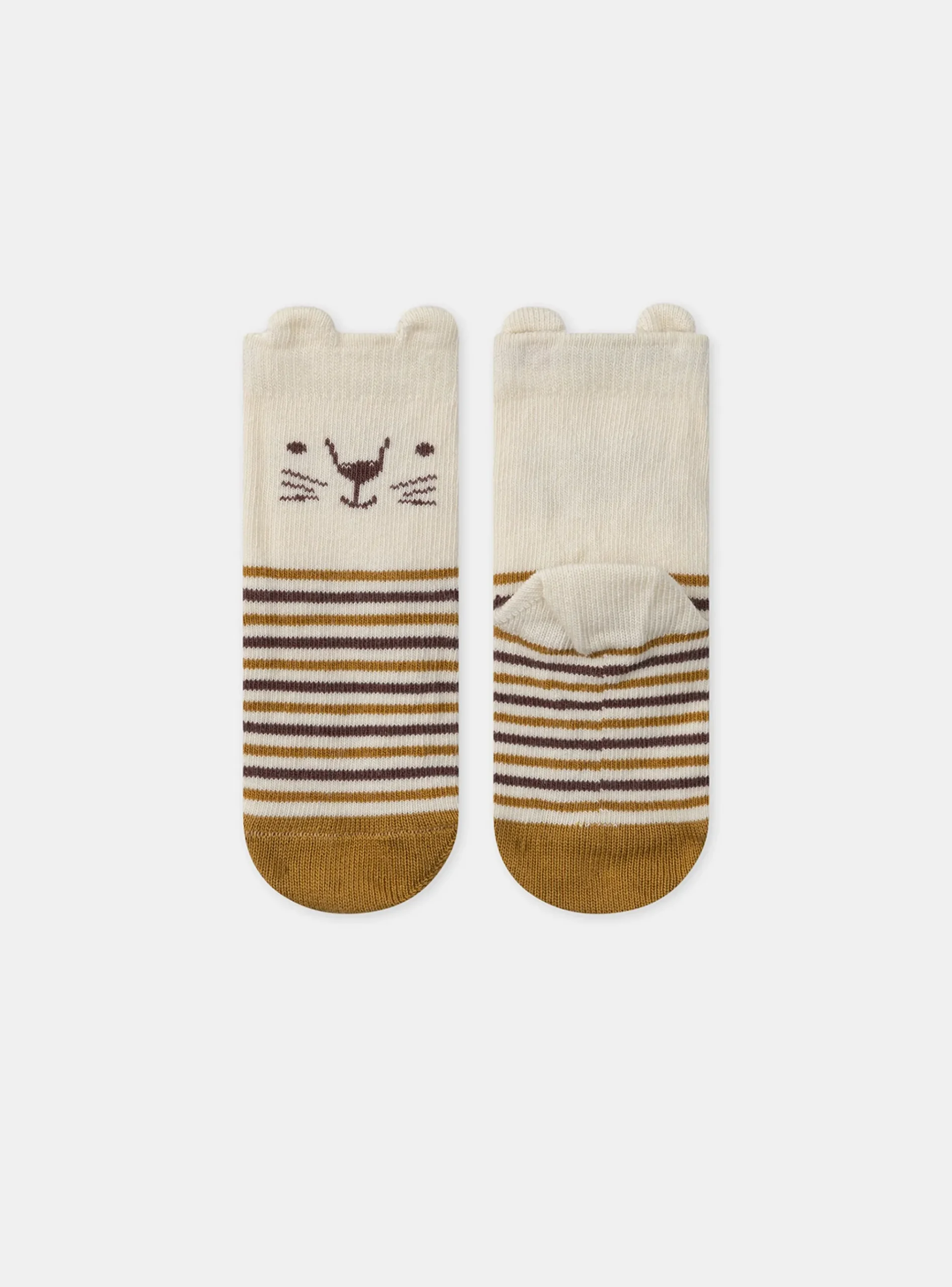 Sergent Major Chaussettes-Chaussettes rayées avec visage de lion