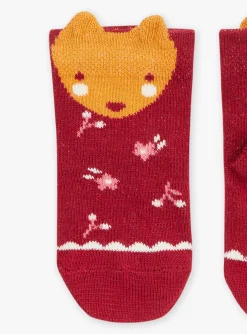 Sergent Major Chaussettes & Collant-Chaussettes rouge fonc&eacute; &agrave; motifs fleuris et t&ecirc;te d'animal