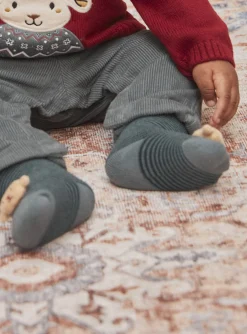 Sergent Major Chaussettes-Chaussettes vert de gris &agrave; imprim&eacute; &agrave; rayures