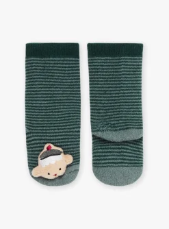 Sergent Major Chaussettes-Chaussettes vert de gris &agrave; imprim&eacute; &agrave; rayures