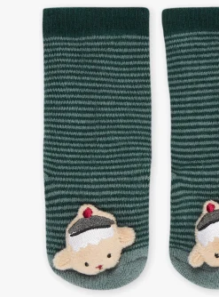 Sergent Major Chaussettes-Chaussettes vert de gris &agrave; imprim&eacute; &agrave; rayures