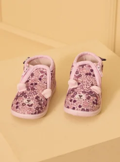 Sergent Major Chaussures-Chausson de couleur rose imprim&eacute; petites fleurs