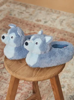 Sergent Major Chaussures & Chaussons-Chaussons 3D bleus forme loup