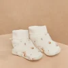 Sergent Major Bonnet, Moufle, Chausson & Chaussette-Chaussons de naissance &eacute;crus en velours