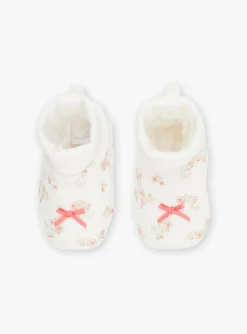 Sergent Major Bonnet, Moufle, Chausson & Chaussette-Chaussons de naissance &eacute;crus en velours