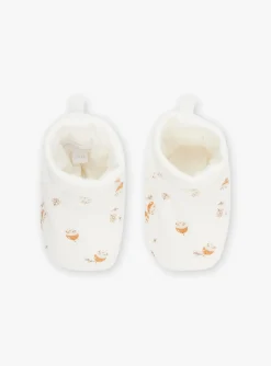 Sergent Major Bonnet, Moufle, Chausson & Chaussette-Chaussons de naissance &eacute;crus en velours