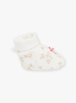 Sergent Major Bonnet, Moufle, Chausson & Chaussette-Chaussons de naissance &eacute;crus en velours