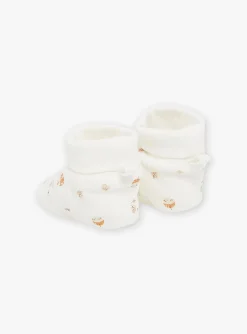 Sergent Major Bonnet, Moufle, Chausson & Chaussette-Chaussons de naissance &eacute;crus en velours