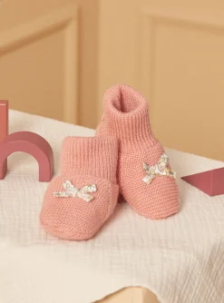 Sergent Major Bonnet, Moufle, Chausson & Chaussette-Chaussons de naissance rose poudré