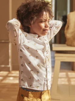 Sergent Major Chemise | T-shirt & Polo-Chemise blanche &agrave; imprim&eacute; tigre skateur