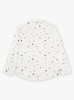 Sergent Major Chemise-Chemise blanche &agrave; imprim&eacute; No&euml;l et cravate bleu marine