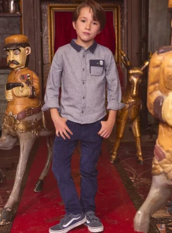 Sergent Major Chemise-Chemise Bleu chiné