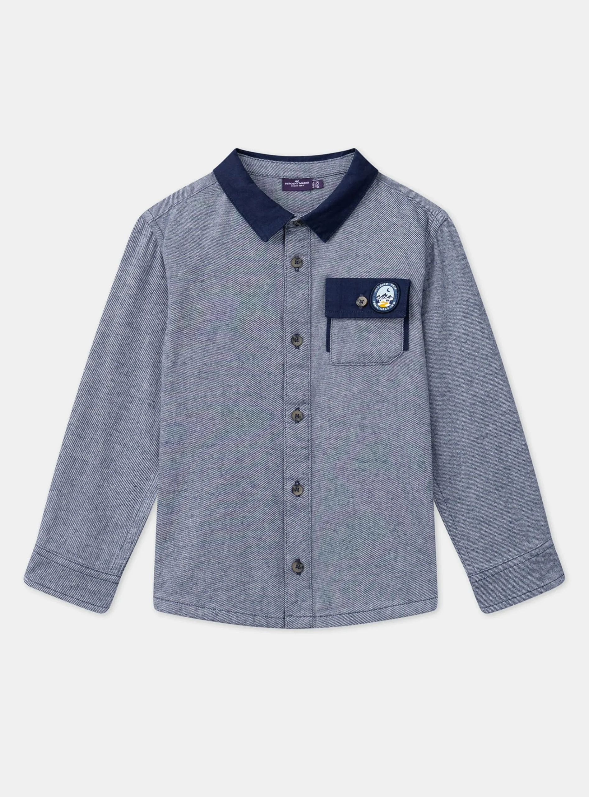 Sergent Major Chemise-Chemise Bleu chiné