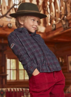 Sergent Major Chemise-Chemise bleu et pourpre à imprimé à carreaux