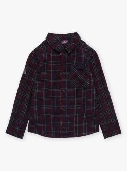 Sergent Major Chemise-Chemise bleu et pourpre &agrave; imprim&eacute; &agrave; carreaux