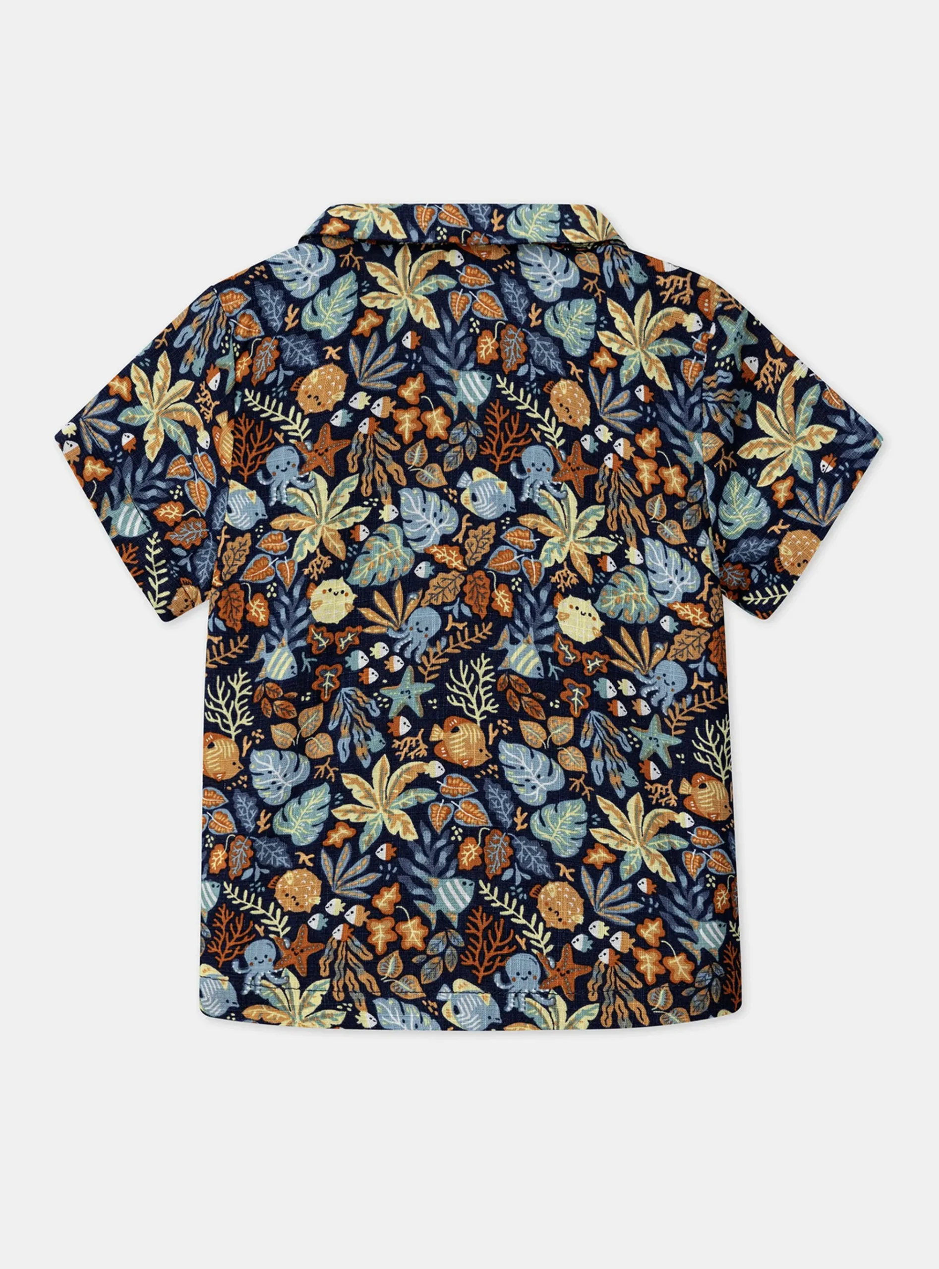 Sergent Major Chemise, T-shirt & Polo-Chemise bleu marine à imprimé animaux marins et feuilles multicolores
