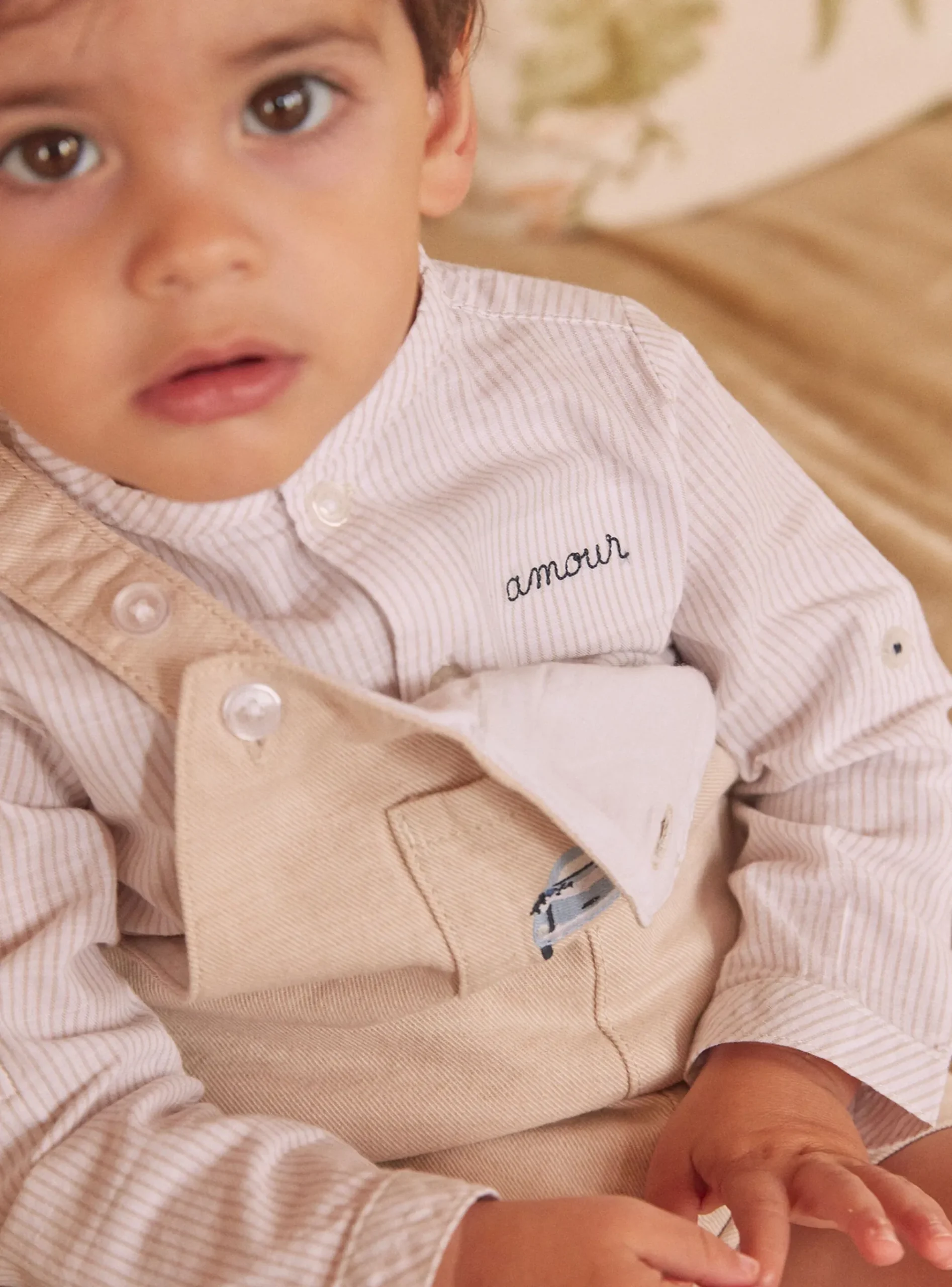 Sergent Major Chemise, T-shirt & Polo-Chemise rayée brodée