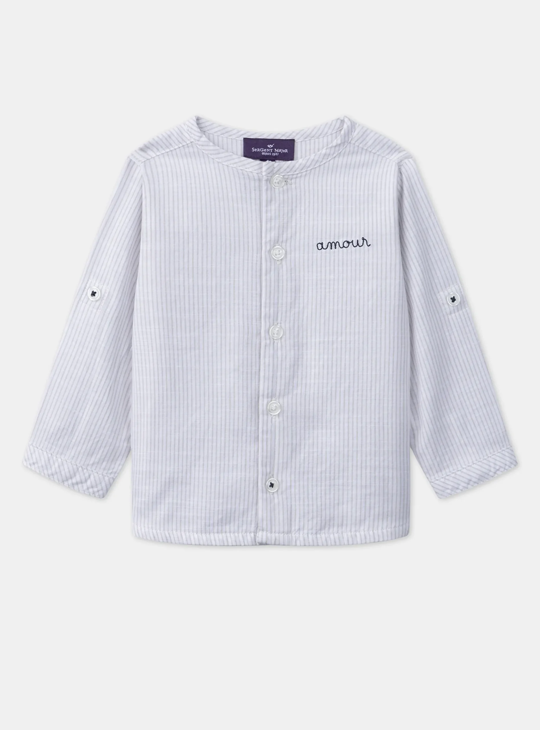 Sergent Major Chemise, T-shirt & Polo-Chemise rayée brodée