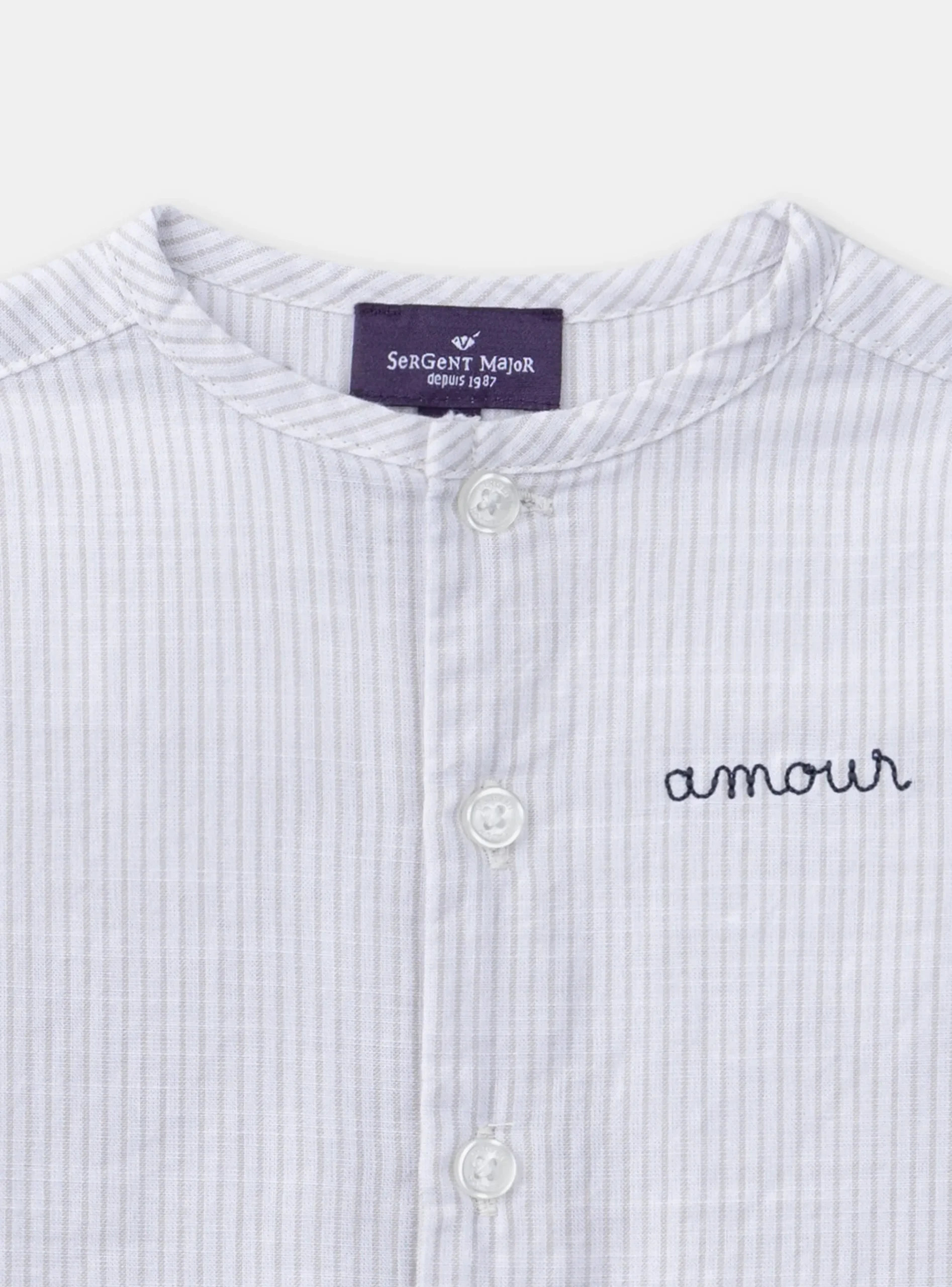 Sergent Major Chemise, T-shirt & Polo-Chemise rayée brodée