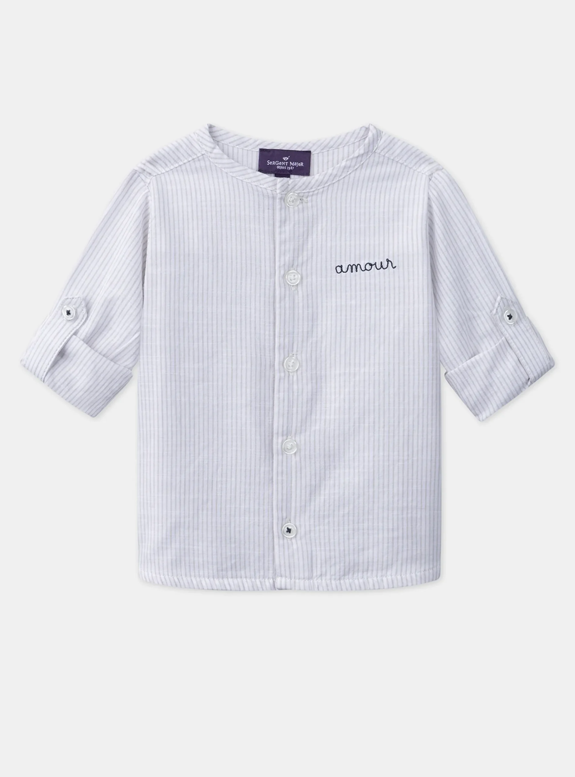 Sergent Major Chemise, T-shirt & Polo-Chemise rayée brodée
