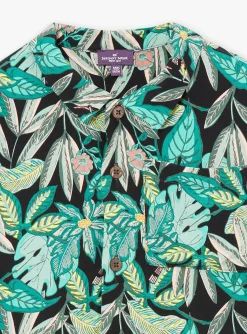 Sergent Major Chemise-Chemise turquoise &agrave; imprim&eacute; feuilles