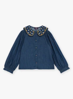 Sergent Major Blouse & T-shirt-Chemisier bleu en denim