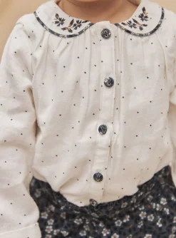 Sergent Major T-shirt & Blouse-Chemisier &eacute;cru &agrave; imprim&eacute; pois